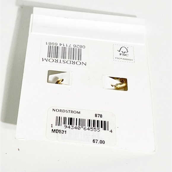 NWT Madewell 14K over Sterling Silver Hoop Earrings with Turquoise Stones - Picture 3 of 3